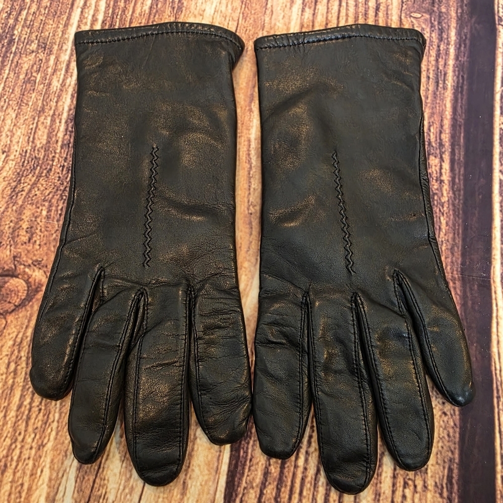 Fownes Vintage 100% Leather Gloves Black Size 8.5